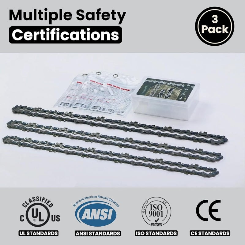Wangenbro New 14 Inch Chainsaw Chain 3/8"LP Pitch .043" Gauge 52 Drive Links, 14 Inch Replacement Chain for Greenworks, EGO, Milwaukee, Kobalt, Makita, Worx, ECHO, SKIL, Ryobi & More, Low Kickback Chain - R52 - Image 5